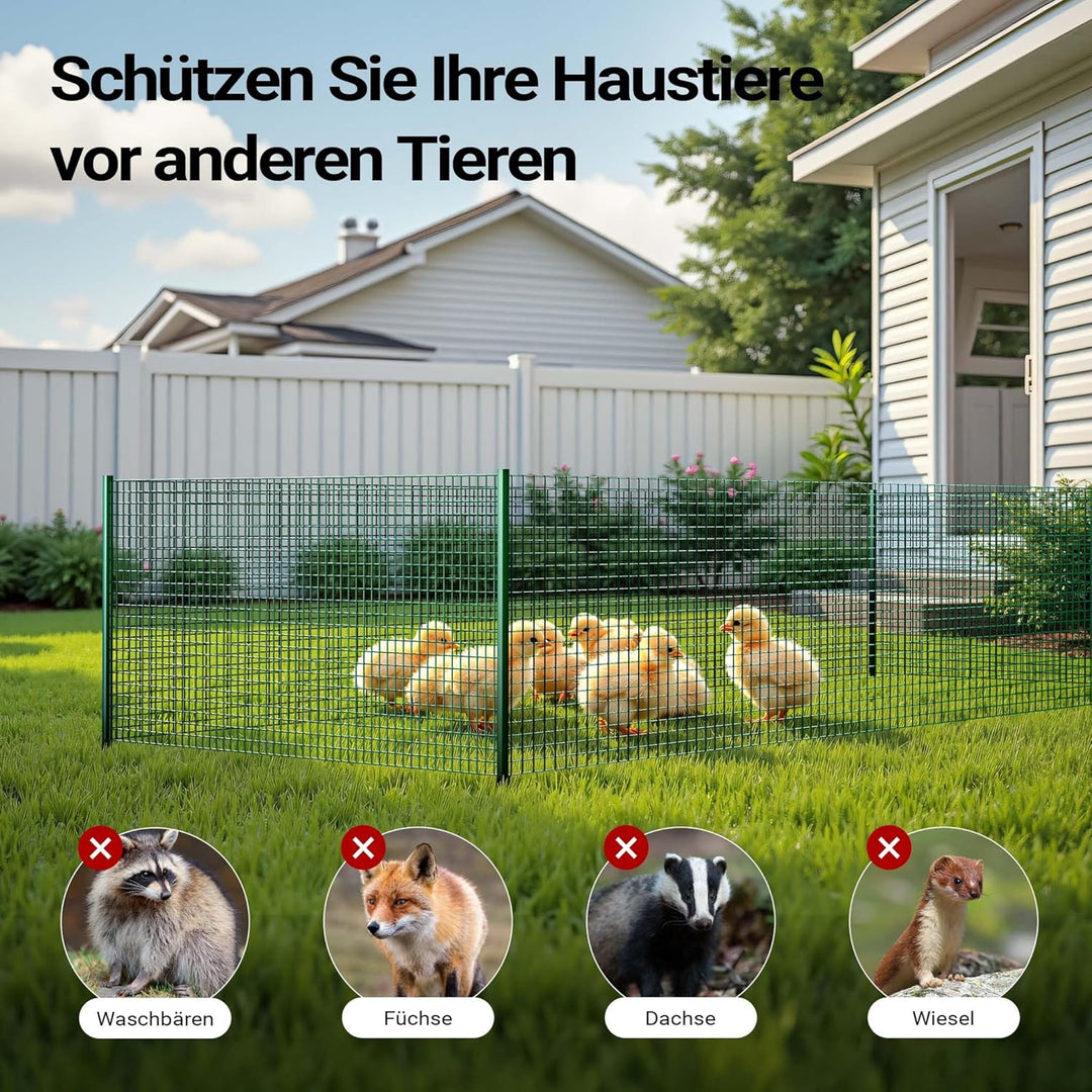 Wiltec Maschendrahtzaun Grün 1x10 m 100 cm Höhe 1,42 mm Stärke 25x25 mm Maschengrösse, Volierendraht