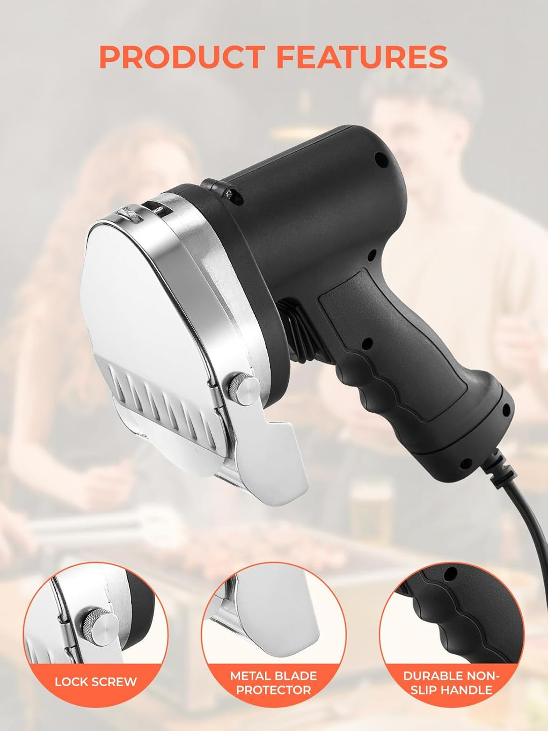 FOHERE Dönermesser Elektrisch Elektrisches Schawarma-Messer, 80W Türkisches Kebab-Messer, Kommerziel