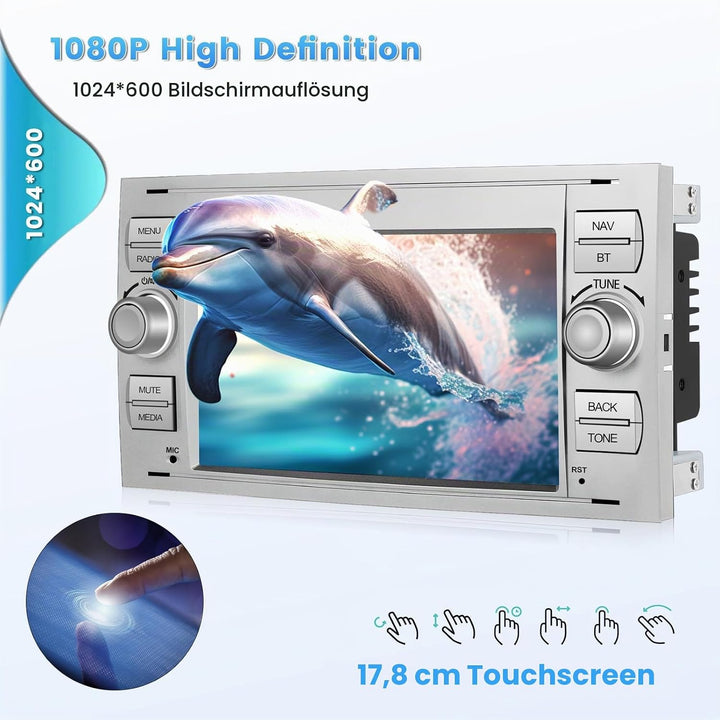 [2G+64G] Hikity Autoradio Navi Für Ford Transit Fiesta Focus Mondeo Kuga Galaxy S-Max Android 13 Wir