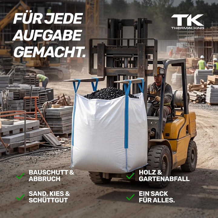 TK THERMALKING Big Bag - Säcke für Bauschutt, Holz, Gartenabfall, Sand - Bauschuttsäcke 90x90x90 cm,