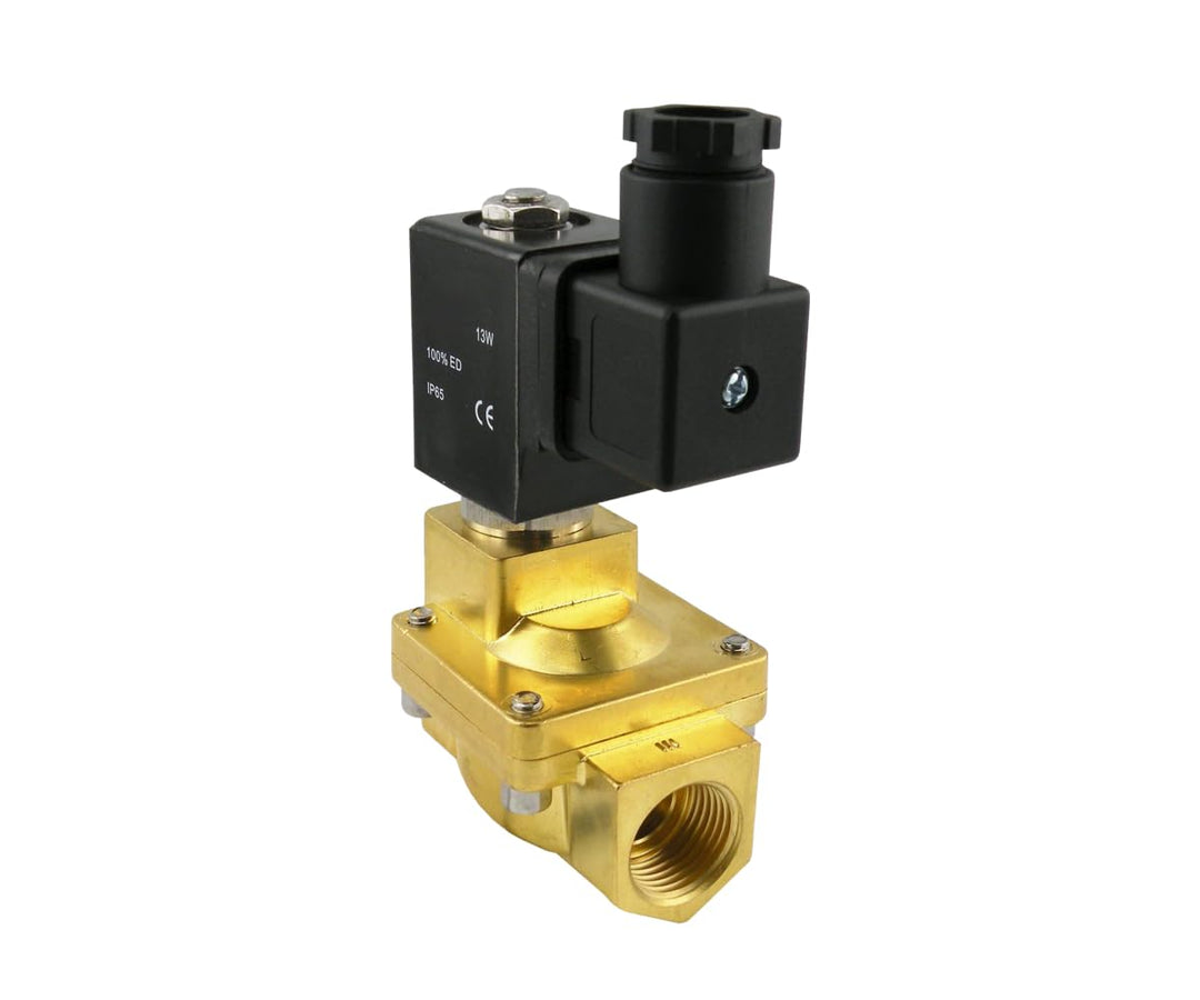 Fittingstore - Magnetventil Stromlos geschlossen aus Messing für Druckluft, Wasser, neutrale Gase