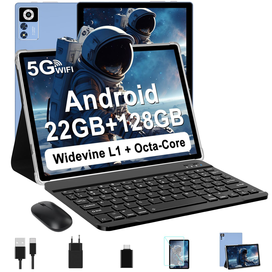 ZIOVO Android Tablet 10 Zoll Gemini AI mit 22GB RAM+128GB ROM(TF 2TB), 5G WiFi, Octa-Core 2.0GHz, Wi