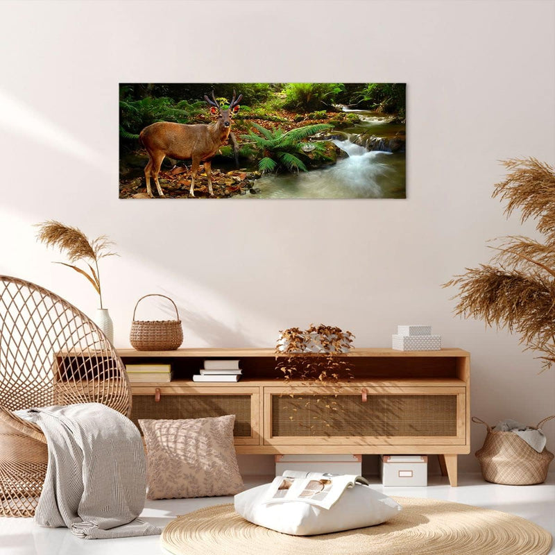 Wandbilder Dekoration Wohnzimmer Herbst berg strom landschaft Panorama Bilder auf Leinwand 120x50cm