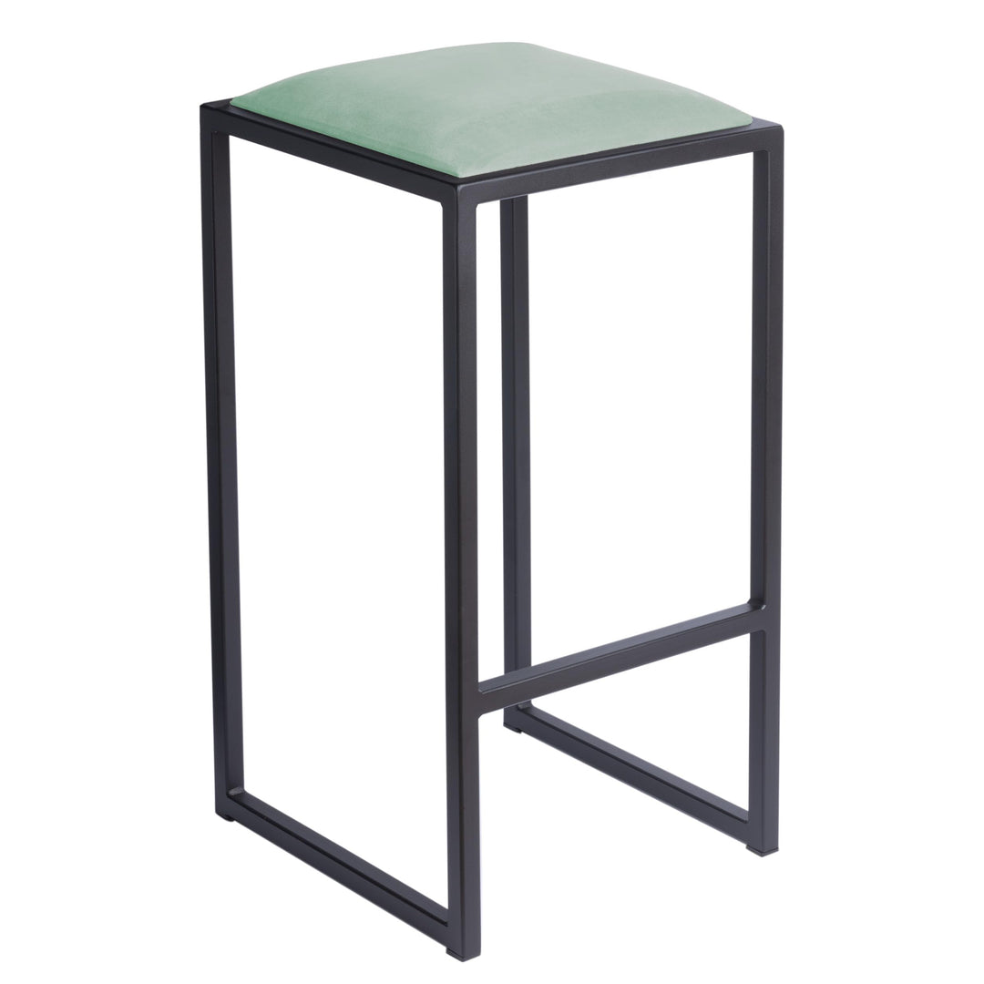 FERRO modern design Barhocker Schwarz ohne Lehne 64 cm - Metal Barstuhl mit Gepolstertem Sitz - Loft