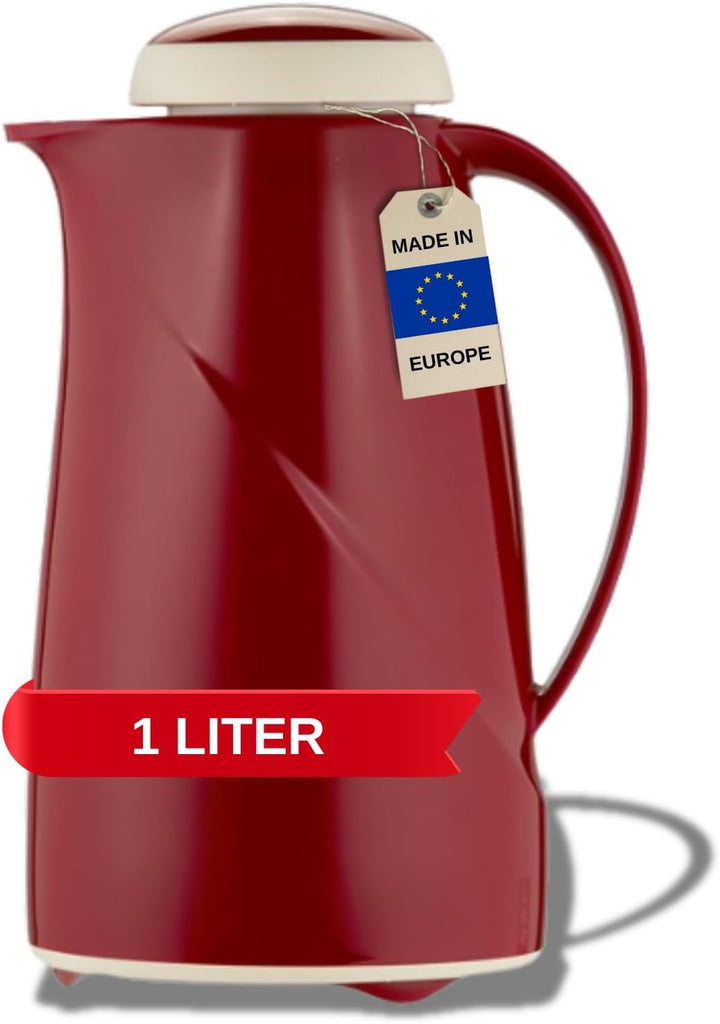 Helios Wave S + Kunststoff-Isolierkanne Drehverschluss rot 1,0 l spülmaschinenfest 1,0 Liter Rot, 1,