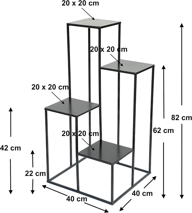 DanDiBo Blumentreppe Metall Schwarz 82 cm Pflanzentreppe Blumenständer 435 Blumensäule Modern Pflanz