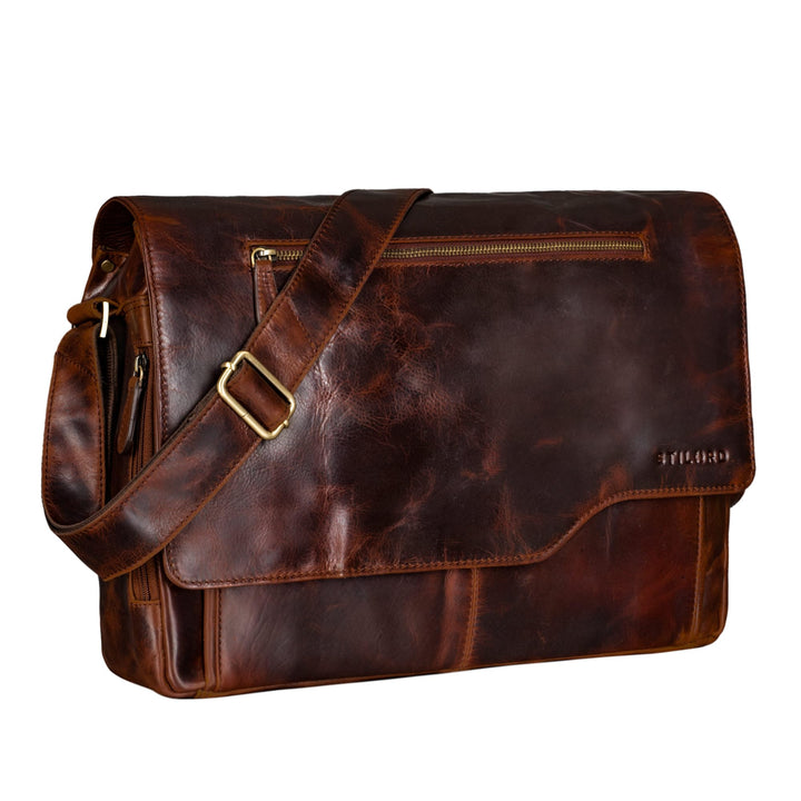 STILORD 'Marvin' Ledertasche Umhängetasche Modernes Vintage Design 15.6 Zoll Laptoptasche grosse Uni