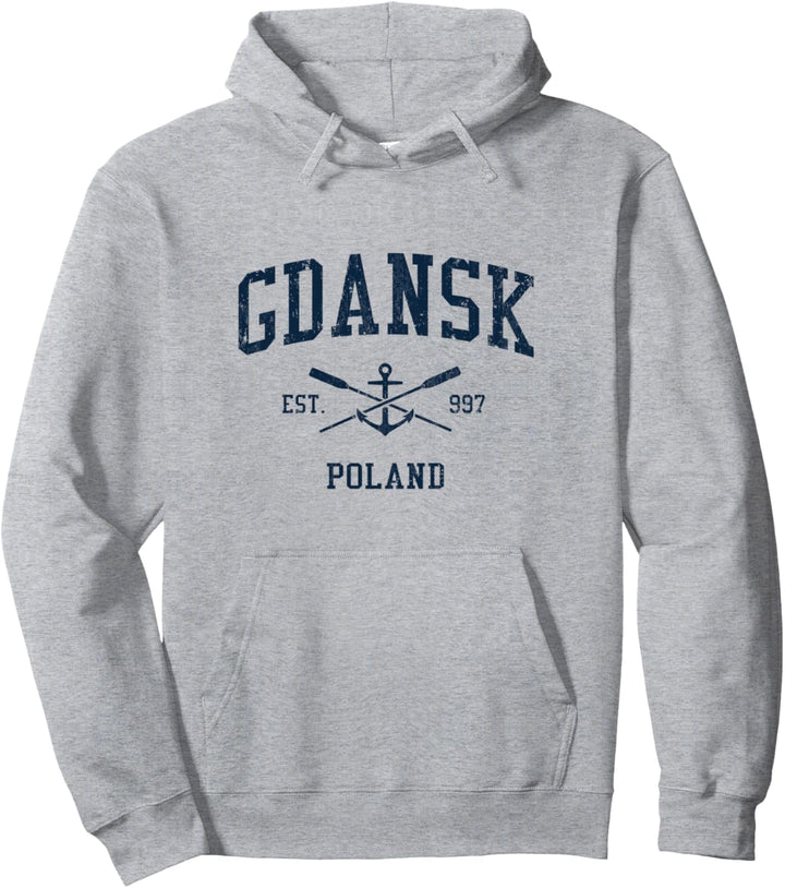 Gdansk Anker, Vintage-Stil, Marineblau Pullover Hoodie