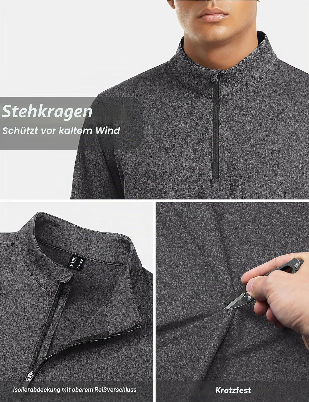 TACVASEN Pullover Herren Langarmshirt Half Zip Fleece Winterpullover Warm Atmungsaktiv Sport Sweatsh