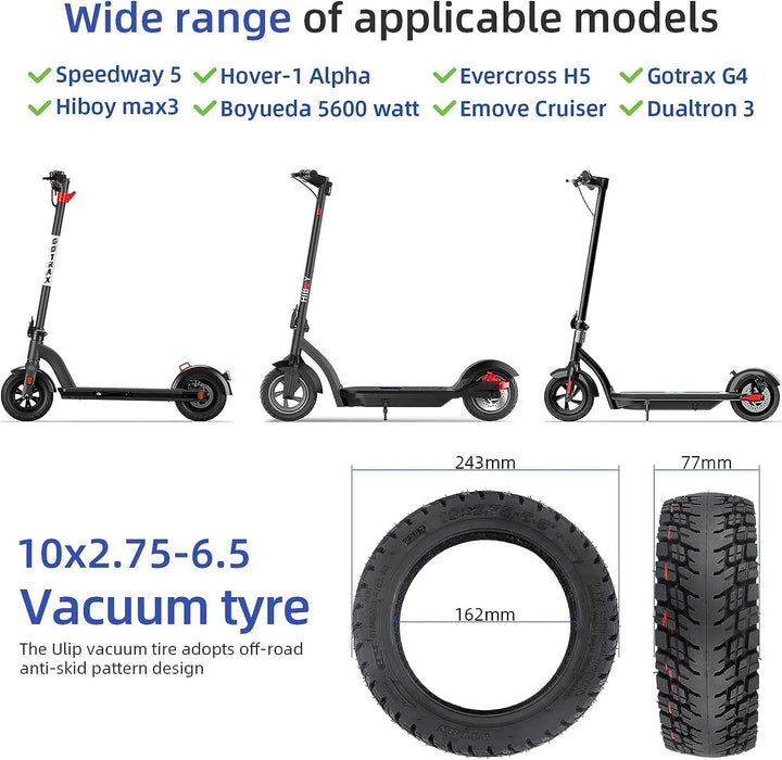 10x2,75-6,5 Offroad-Tubeless-Reifen 10 Zoll dicker Ersatzreifen für KuKirin G3/G2 Master Speedway 5