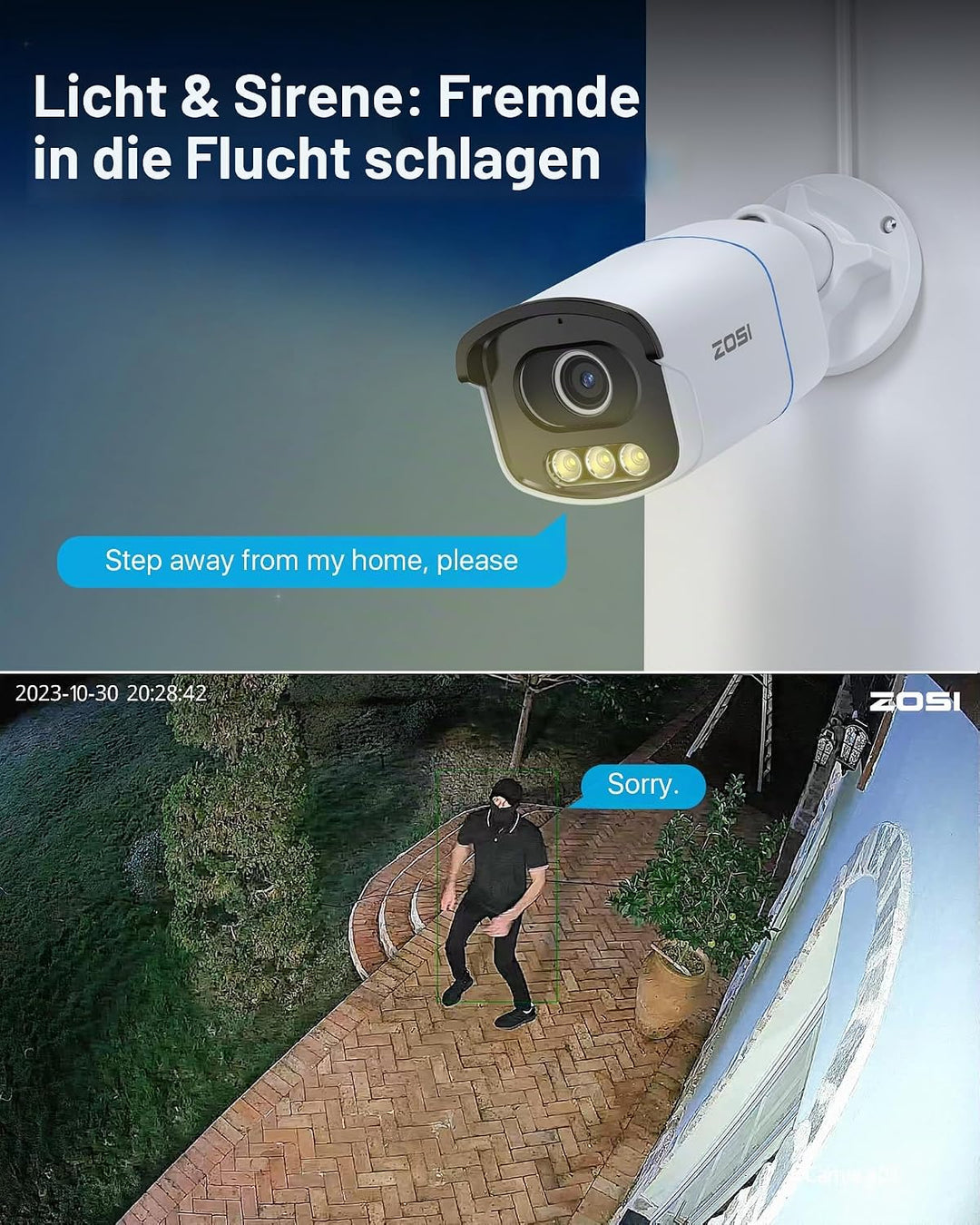 ZOSI 5MP 3K PoE Überwachungskamera Aussen, PoE Outdoor IP Kamera mit Echt Vollfarbnachtsicht, F1.0 G