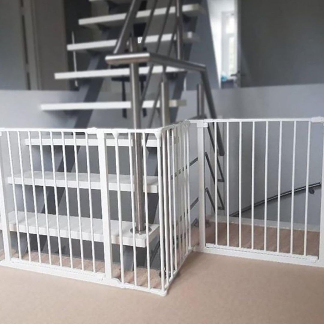 Safetots Zwei-Tür-Treppenschutzgitter Set, Weiss, 226cm Gesamtlänge, 70cm Höhe, Schraubmontage Weiss