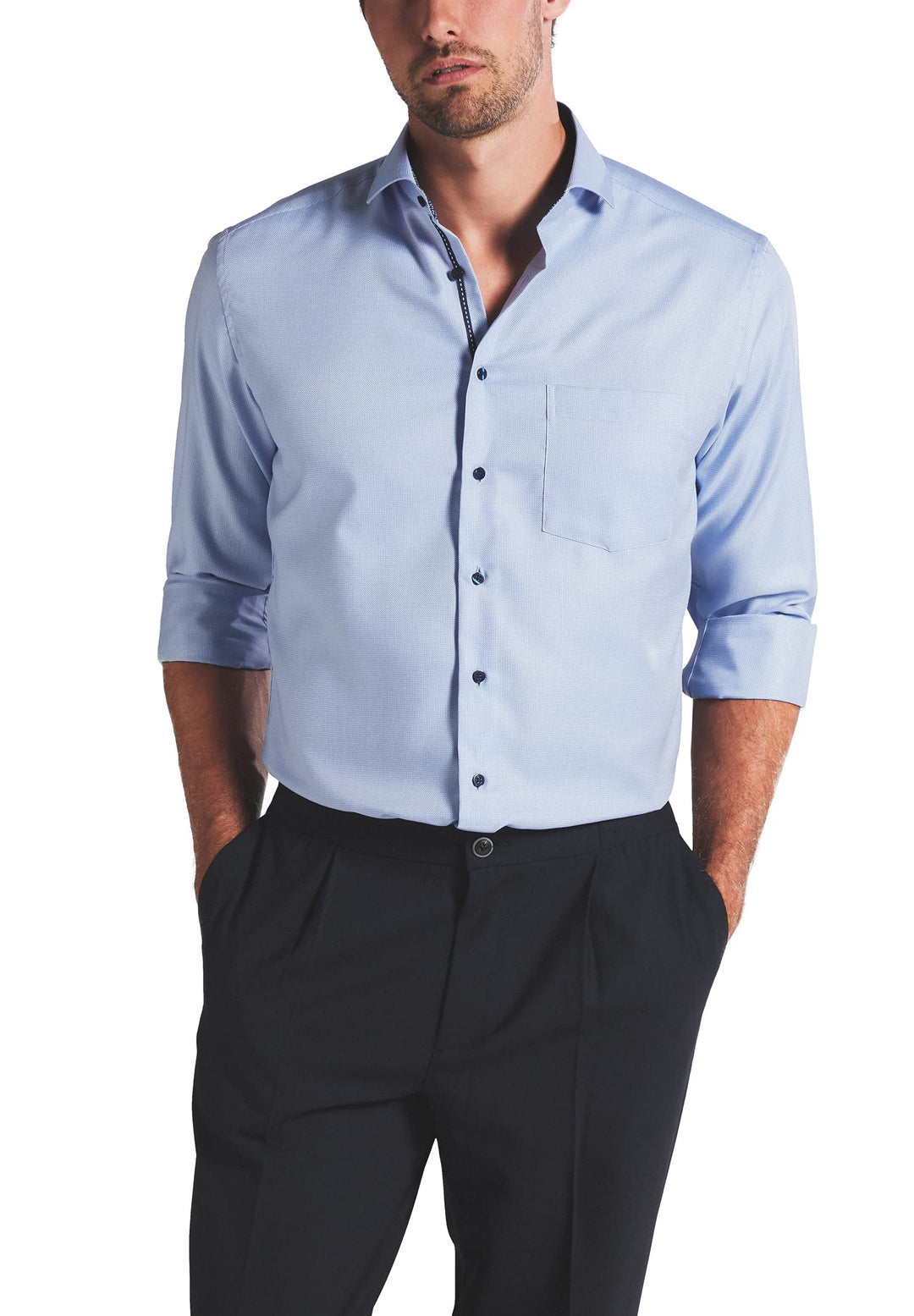ETERNA Langarm Hemd Modern Fit Twill strukturiert 41 Hellblau, 41 Hellblau