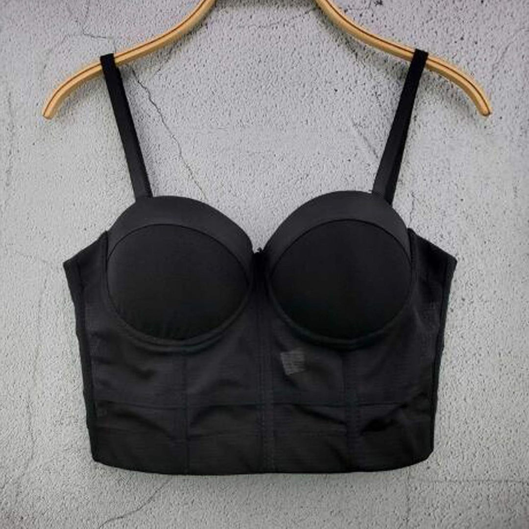 Damen Korsett Bustier BH Dessous Tank Top Trägertop Crop Top Corsage Schlanke Weste Schwarz XL, Schw