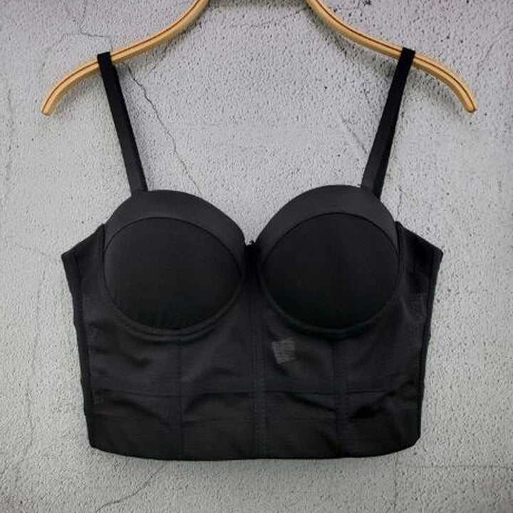 Damen Korsett Bustier BH Dessous Tank Top Trägertop Crop Top Corsage Schlanke Weste Schwarz XL, Schw