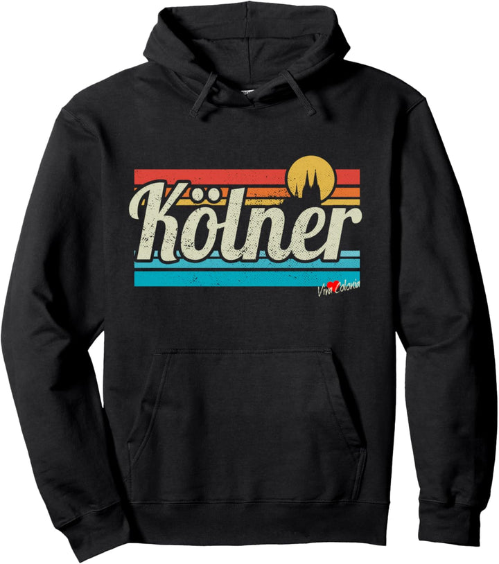 Kölner Schriftzug Retro Vintage Surfer Sunset Köln Karneval Pullover Hoodie