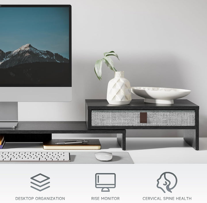 Fenge Dual Monitorständer Bildschirmständer mit Schublade für Computer TV Laptop, Monitorständer, Lä