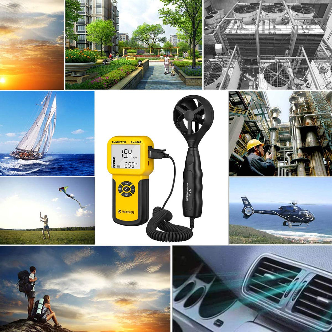 AIOMEST Windmesser, Digital Anemometer Windmesser Windmessgerät Handheld, AI-826A Windmesser CFM Win