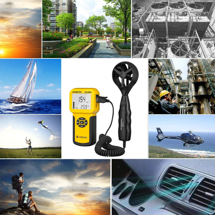 AIOMEST Windmesser, Digital Anemometer Windmesser Windmessgerät Handheld, AI-826A Windmesser CFM Win