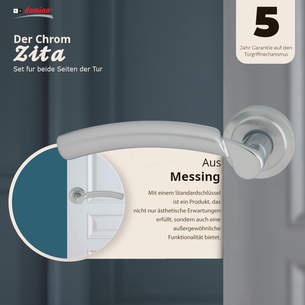domino Türgriff ZITA-R M6/M18 ohne Schlossrosette Drückergarnitur für Zimmertüren Türdrücker-Set Ros