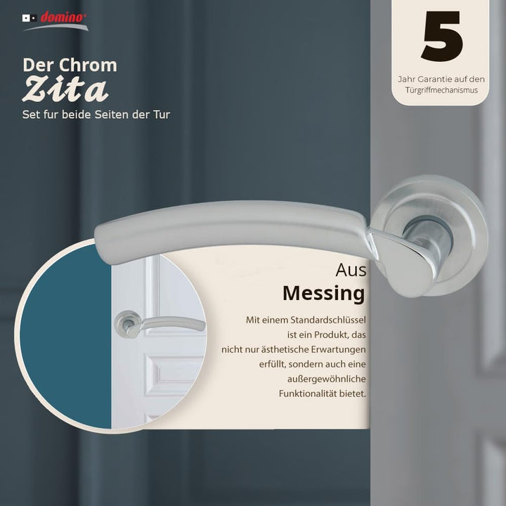 domino Türgriff ZITA-R M6/M18 ohne Schlossrosette Drückergarnitur für Zimmertüren Türdrücker-Set Ros
