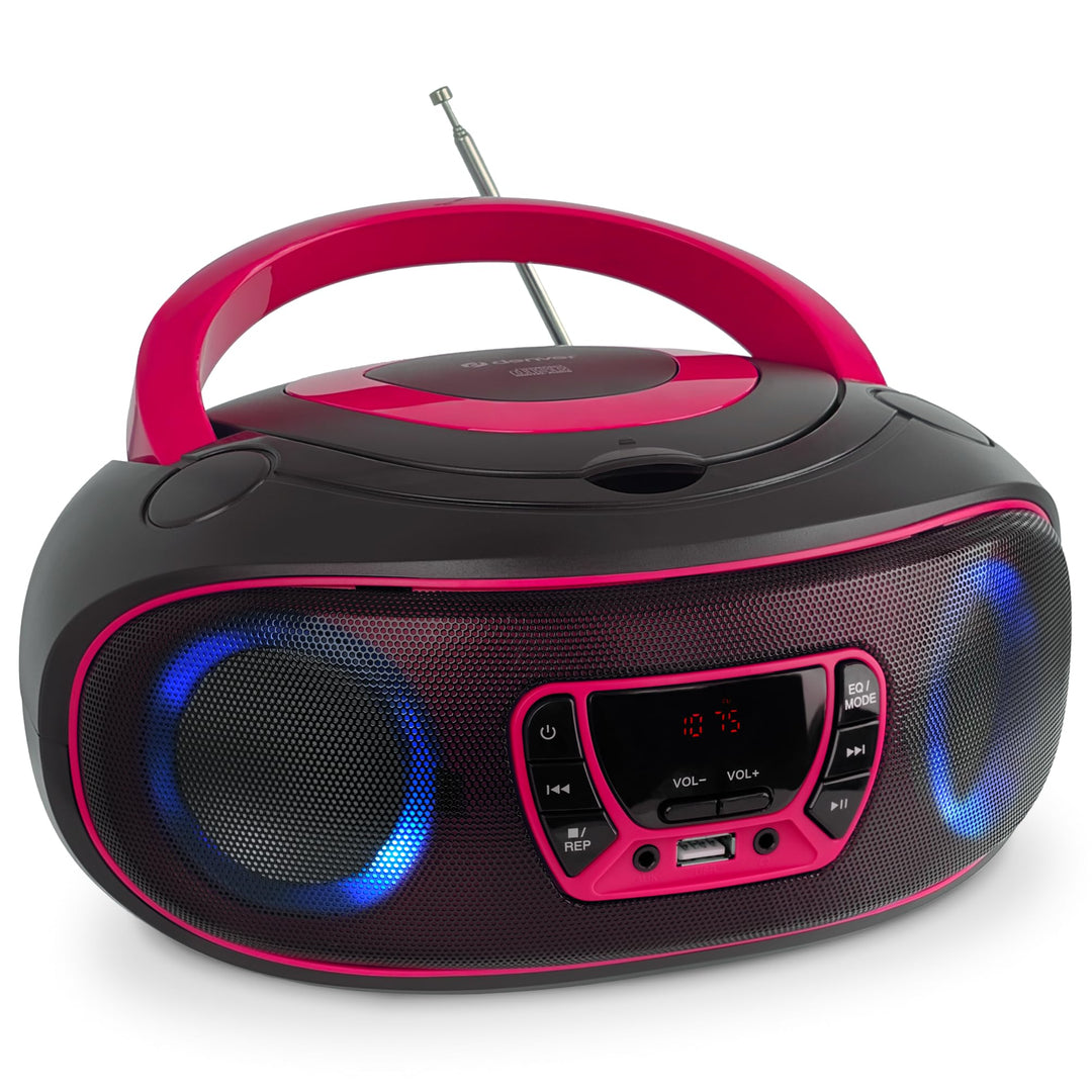 Denver Electronics TCL-212BT CD-Radio UKW AUX, CD, USB, Bluetooth Stimmungslicht Pink, 111141300011