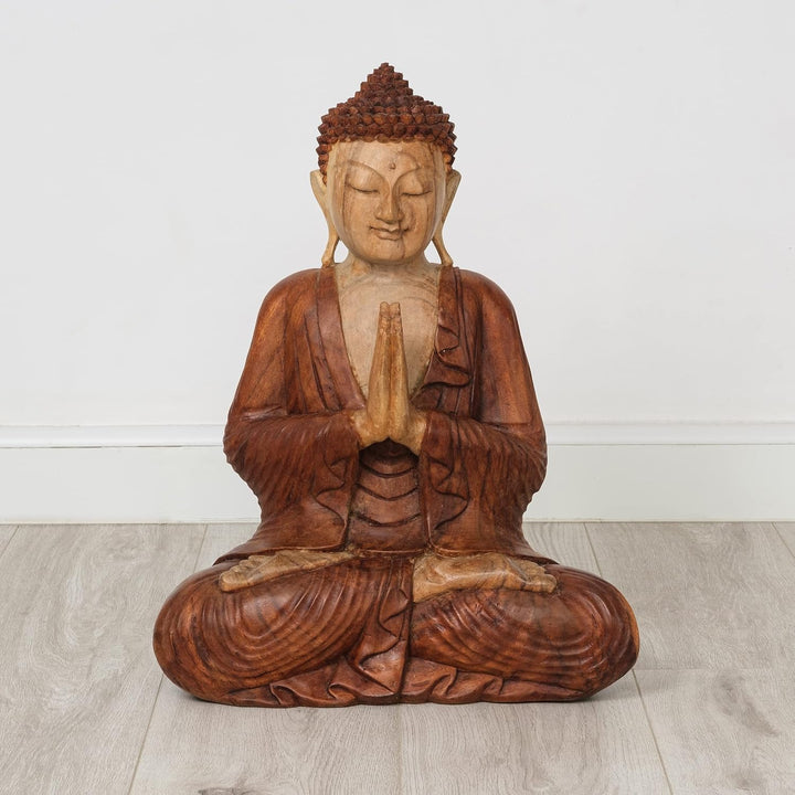 livasia Buddha Figur aus Holz 50cm hoch – Balinesische Handwerkskunst – Buddha Deko Figuren aus Suar