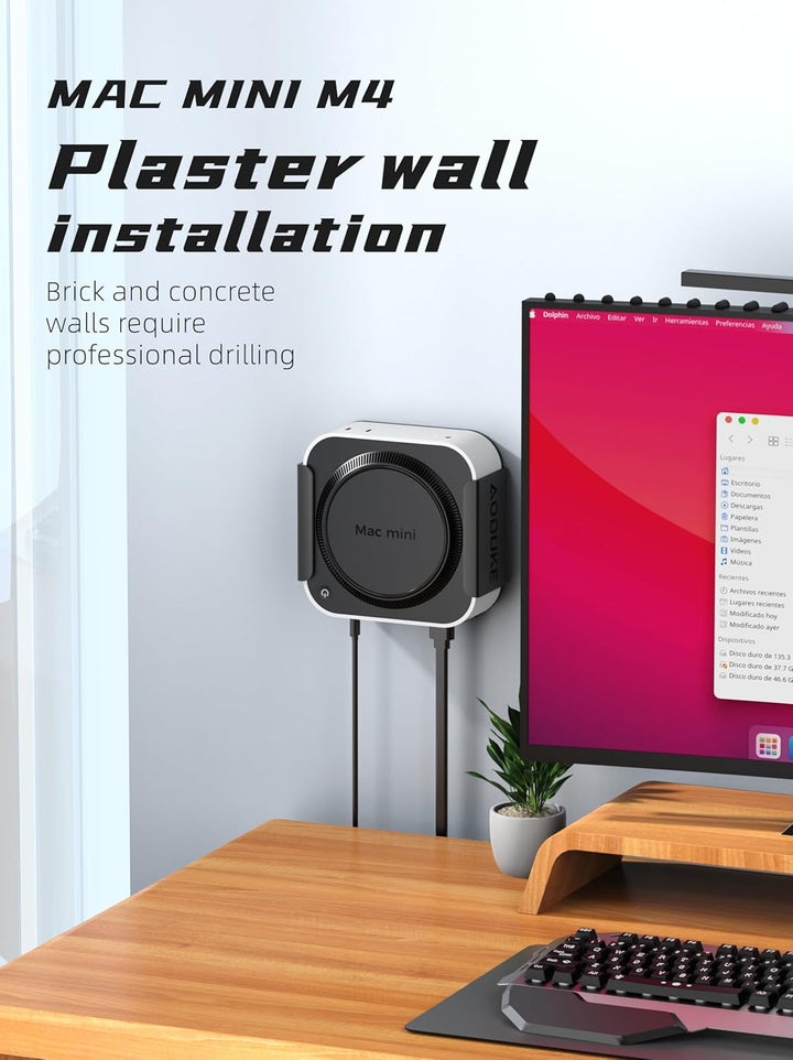 Aluminum Alloy Mac mini M4 Under Table Bracket, 2024 Mac mini M4 Pro Wall Mount Stand, Hanging Rack