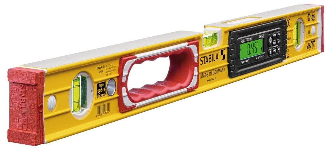 STABILA Elektronische Wasserwaage TECH 196, 61 cm, 2 Digital-Displays, Messbereich: 0° – 360° (4 x 9