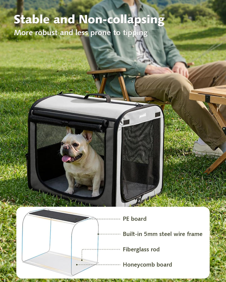 pecute Hundetransportbox Stabil Hundebox Auto Faltbar Transportbox Hund 61 x 52 x 45 cm, Leicht Katz