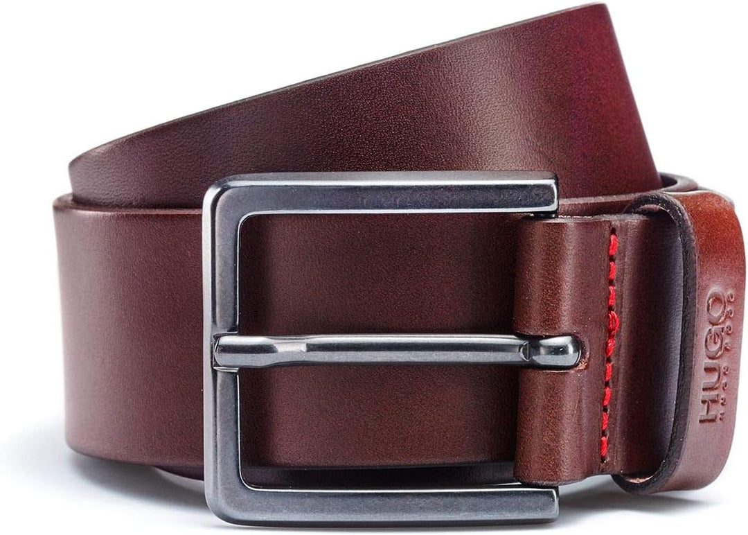 HUGO Herren Gionio Sz40 Gürtel aus italienischem Leder mit Logo-Prägung auf der Schlaufe, Braun (Dun