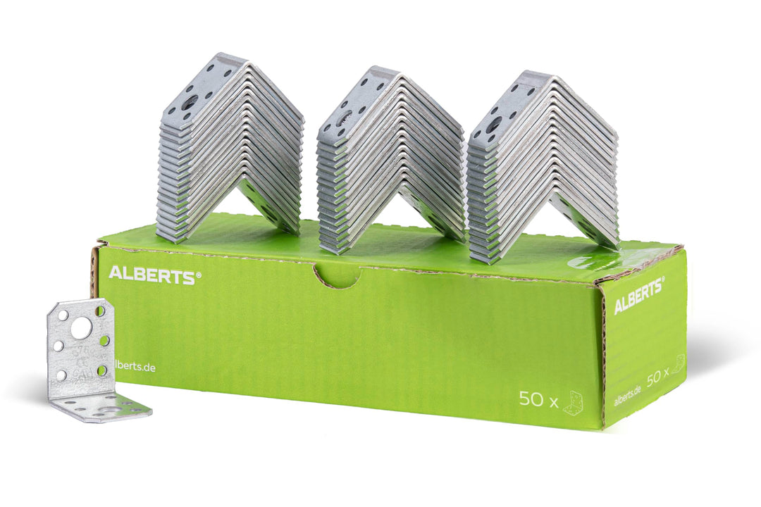 Alberts 846503 Winkelverbinder | sendzimirverzinkt | 50 x 50 x 35 mm | 50er Set, 50 x 50 x 35 mm