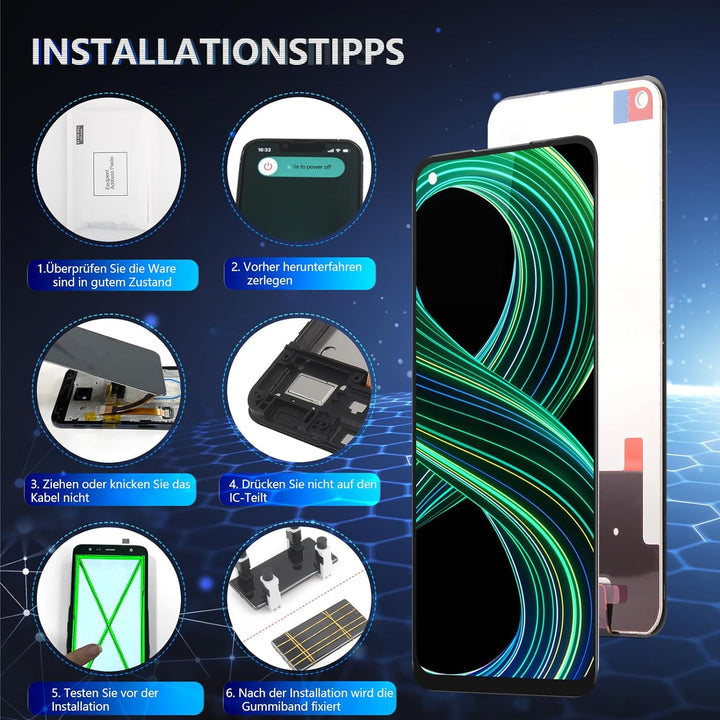 RongZy für Realme 8 5G RMX3241 LCD Bildschirmersatz für Realme 8 5G RMX3241 Touchscreen Digitalisier