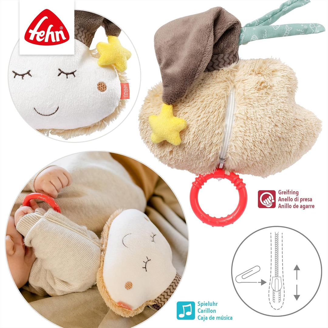 Fehn Spieluhr Baby Einschlafhilfe Wolke - Kuscheltier mit sanfter Einschlafhilfe Melodie "Schlaf Kin