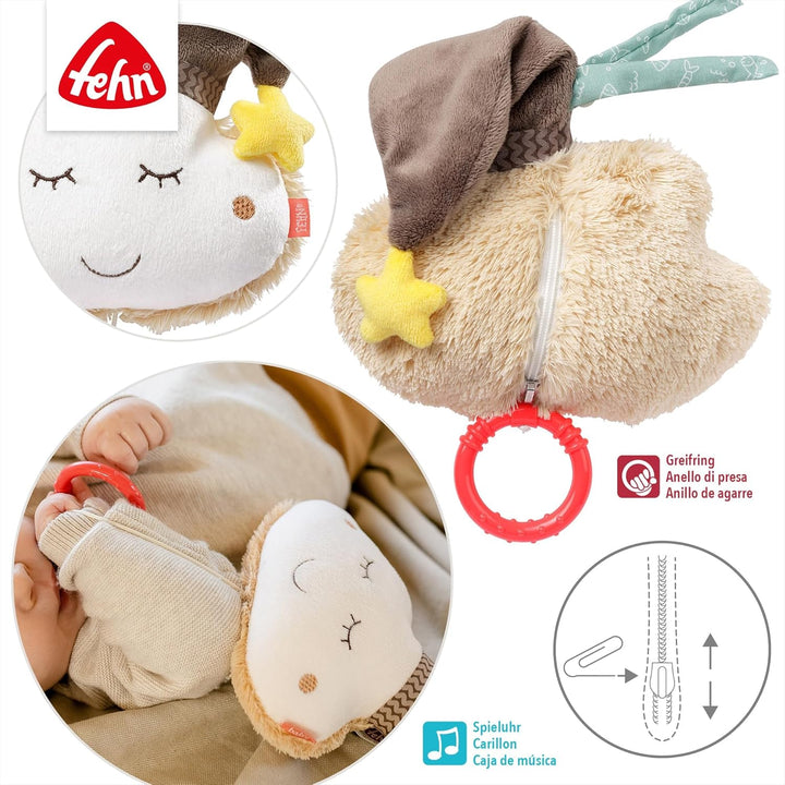 Fehn Spieluhr Baby Einschlafhilfe Wolke - Kuscheltier mit sanfter Einschlafhilfe Melodie "Schlaf Kin