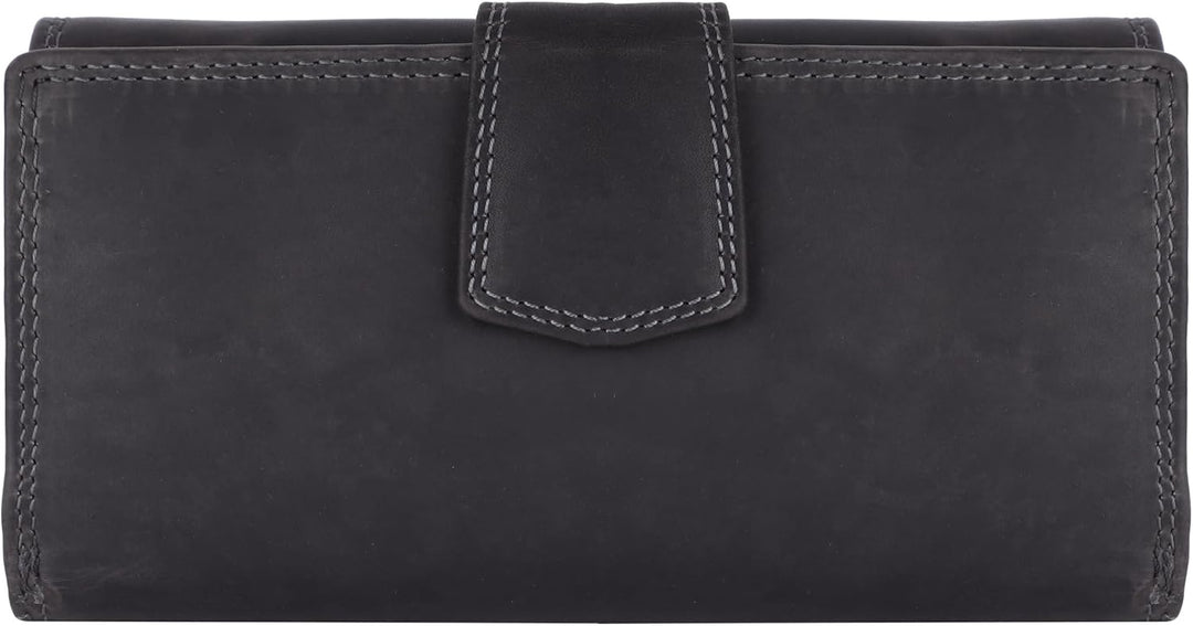 Benthill Damen Geldbörse Gross Echt Leder | Grosses Portemonnaie XXL mit RFID Schutz | Vintage Echtl