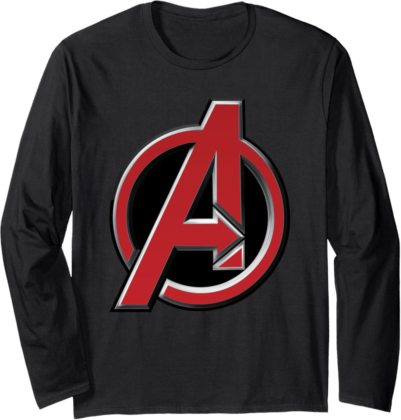 Marvel Avengers Classic Red Beveled Logo Langarmshirt
