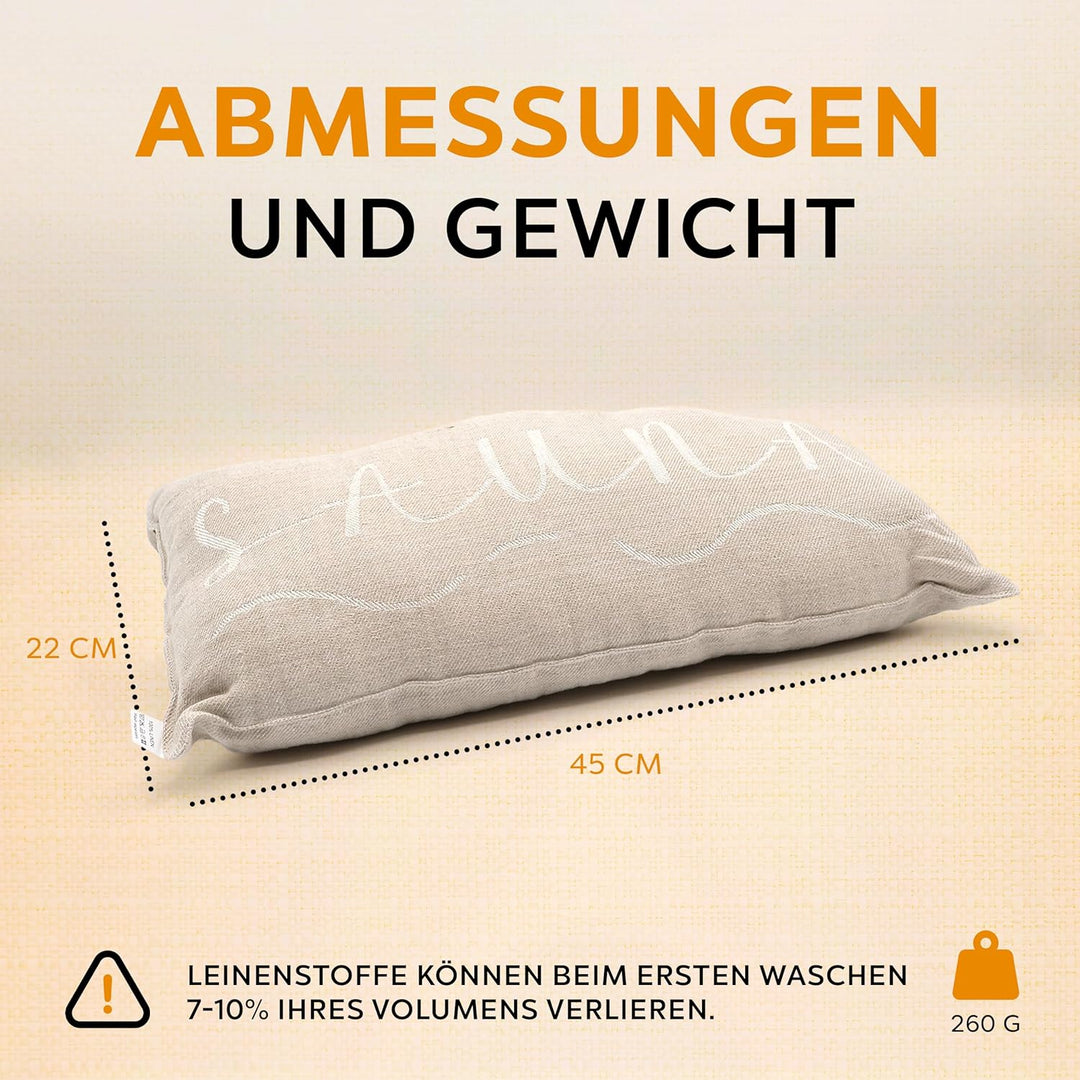 1 Premium Saunakissen Lieblingskissen Reisekissen | Design: BANGA | Masse: 45 x 22 cm, 100% Leinen H