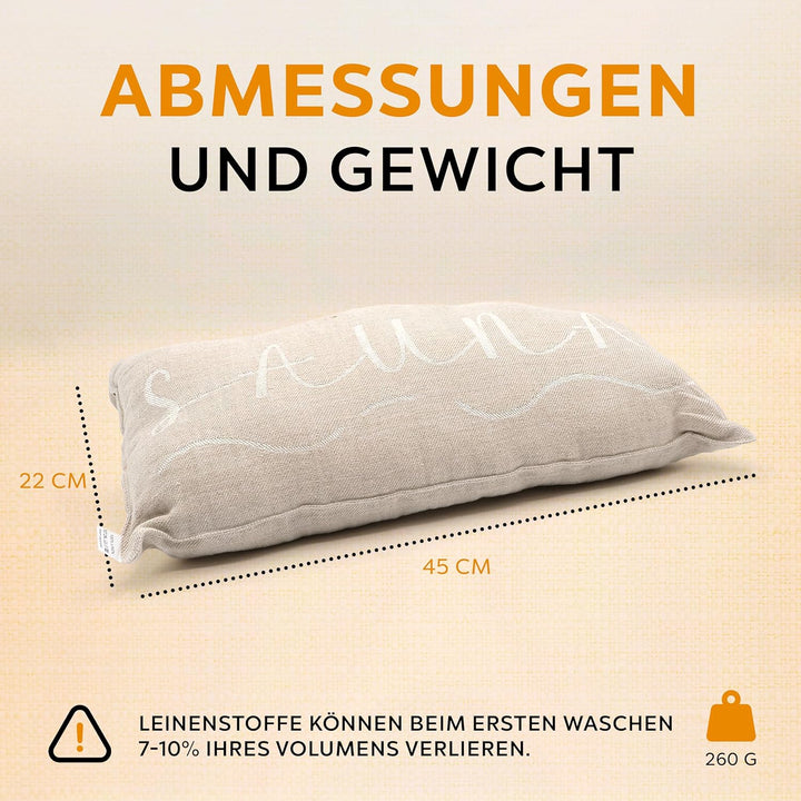 1 Premium Saunakissen Lieblingskissen Reisekissen | Design: BANGA | Masse: 45 x 22 cm, 100% Leinen H