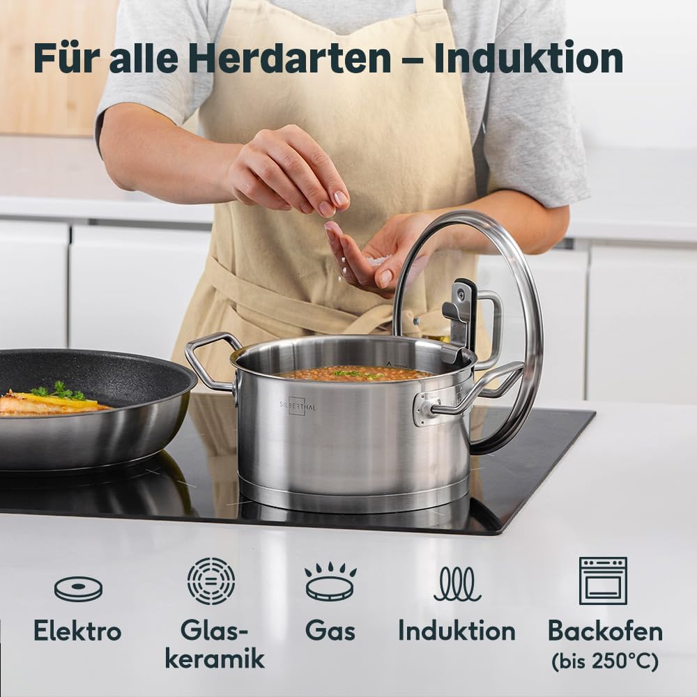 SILBERTHAL Edelstahl Topfset 2-teilig - Kochtopf 3,5l & 5L im Set für alle Herdarten inkl. Induktion
