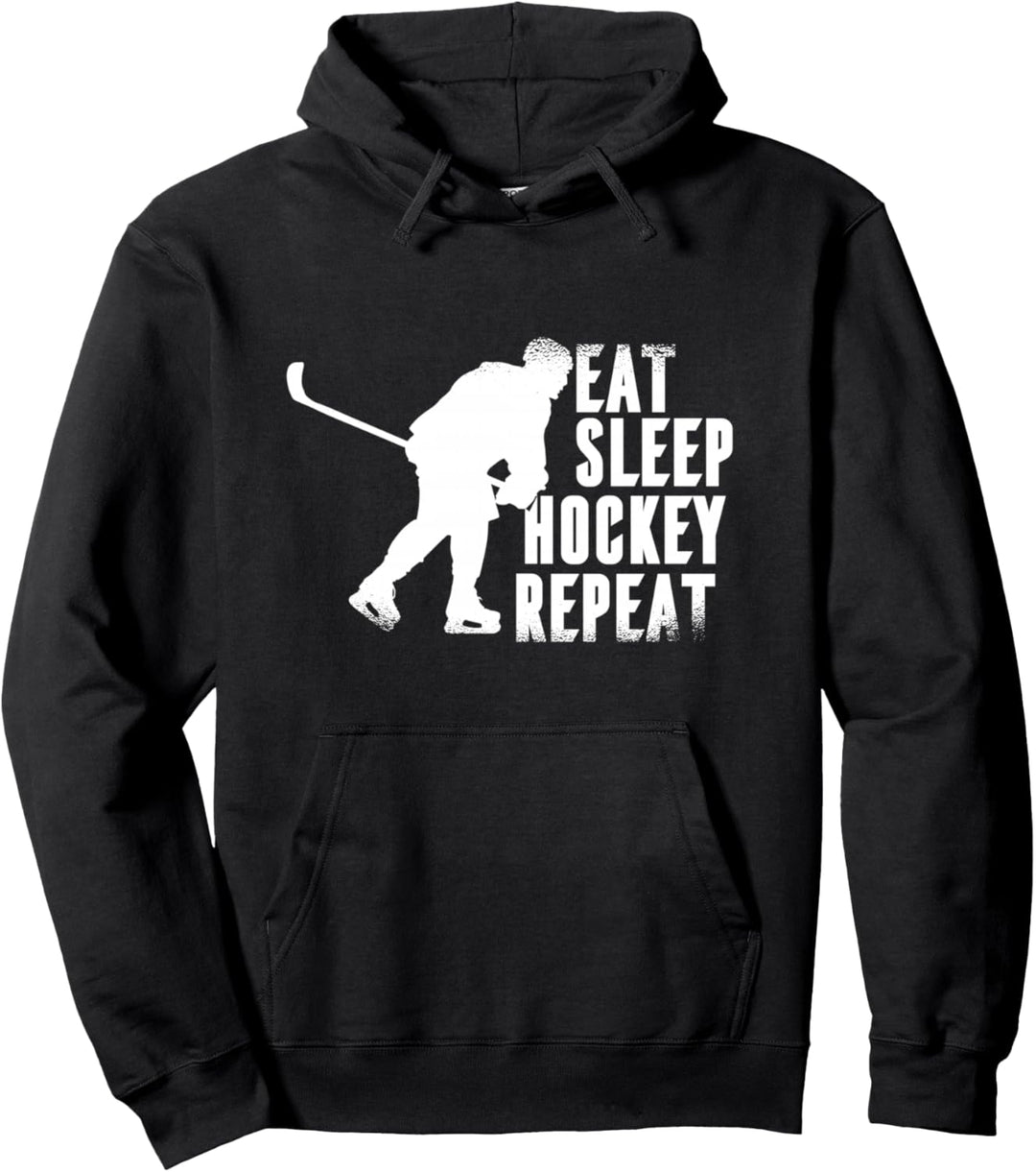 Eat Sleep Hockey Repeat Damen Herren Jungen Mädchen Kinder Eishockey Pullover Hoodie