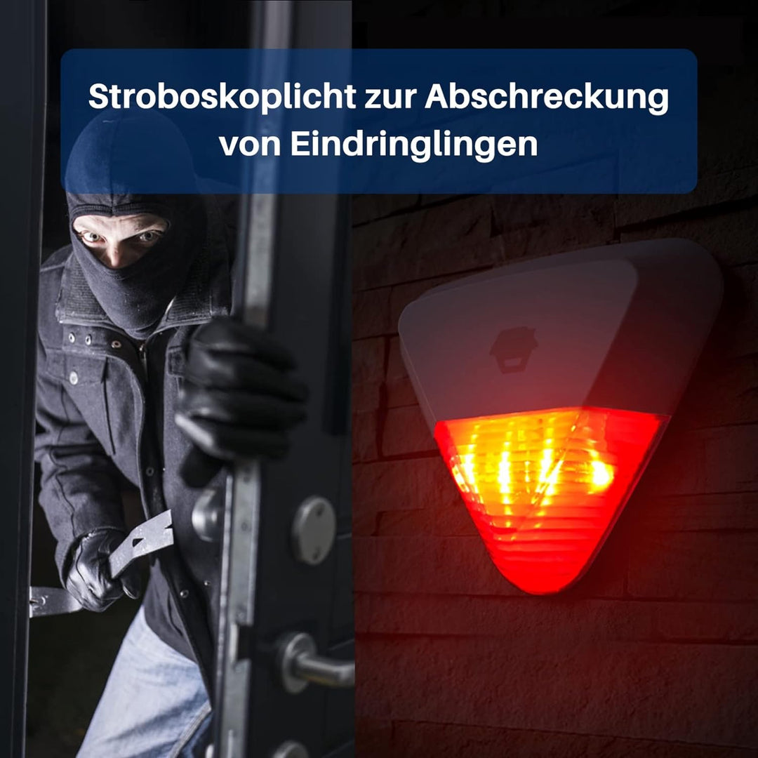 Chuango WS-280 - Aussensirene, 105 dB, Stroboskoplicht, kabellos mit wiederaufladbarem Akku, Schutzk