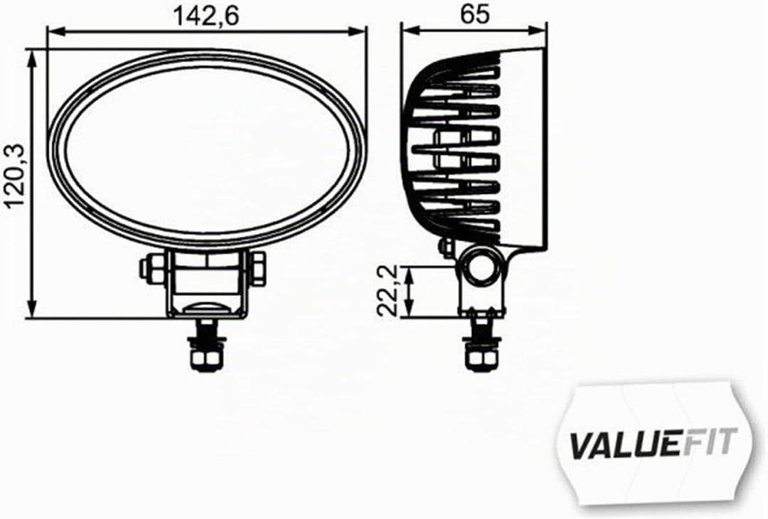 HELLA - LED-Arbeitsscheinwerfer - Valuefit O1200 - 24/12V - 1200lm - Anbau/geschraubt - schwenkbarer