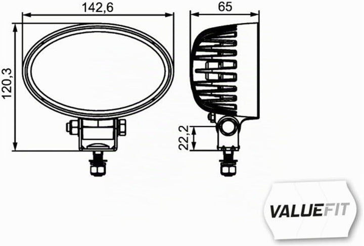 HELLA - LED-Arbeitsscheinwerfer - Valuefit O1200 - 24/12V - 1200lm - Anbau/geschraubt - schwenkbarer