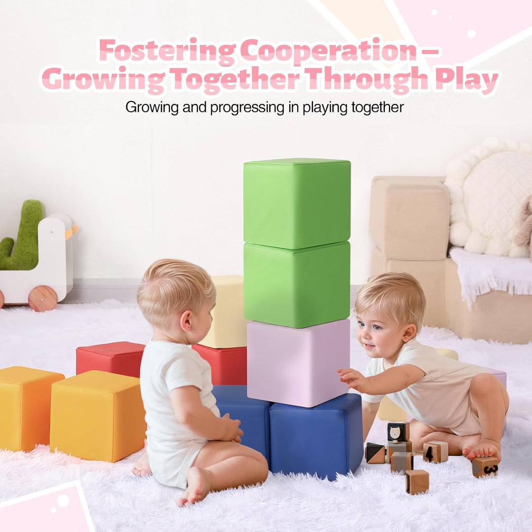 Foam Building Blocks for Toddlers: 12 PCS Soft Building Blocks for Toddlers Colorful Stacking Blocks