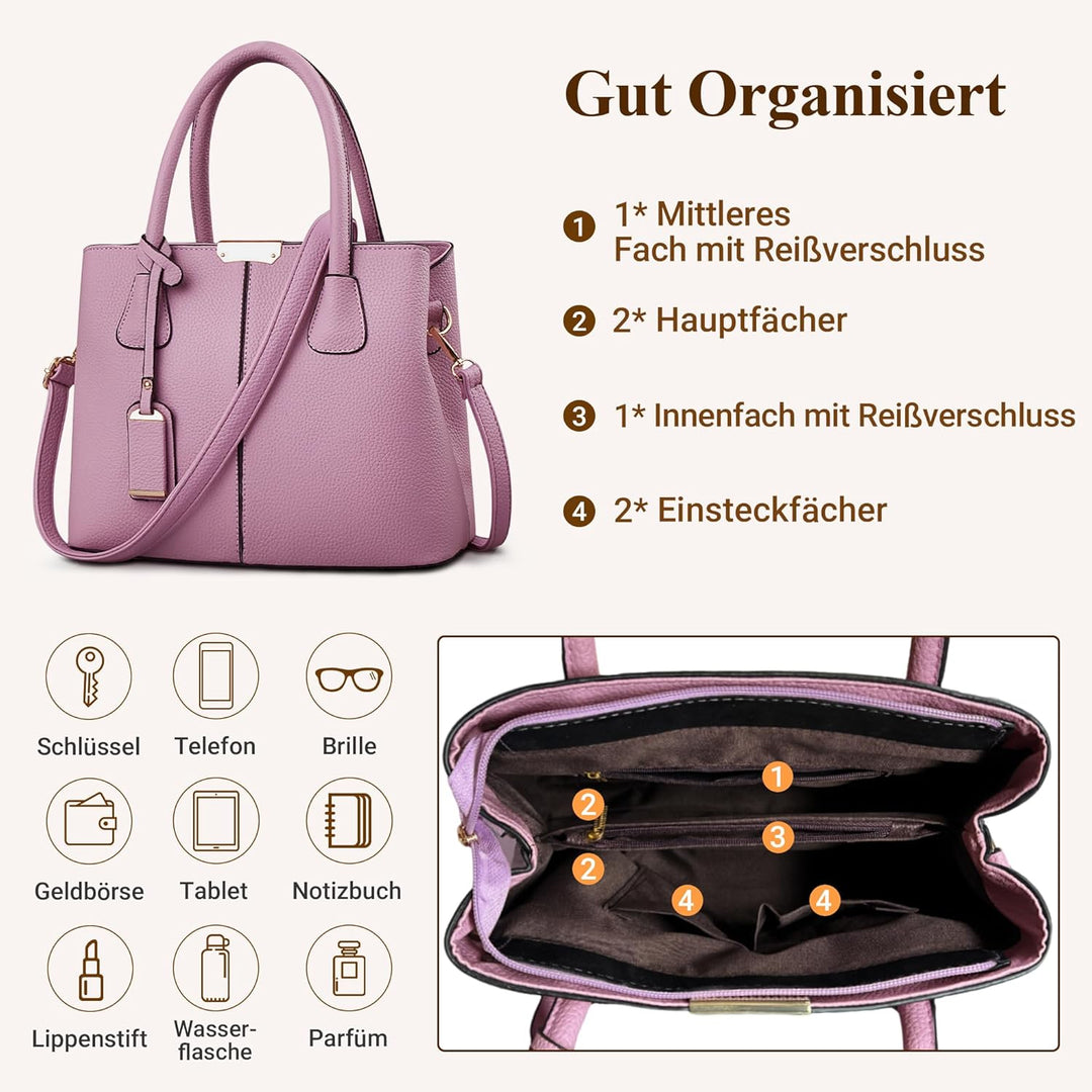 DIRRONA Elegant Damen Handtasche Schultertasche Gross Kapazität Umhängetasche Beiläufig Reise Tasche