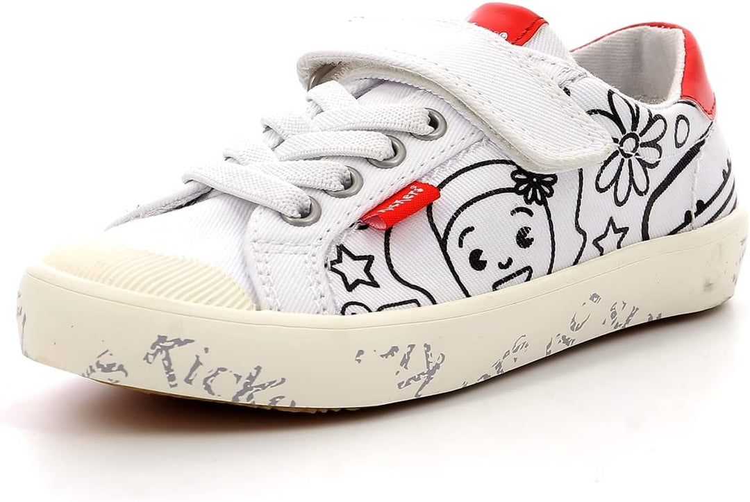 Kickers Unisex Kinder Gody Sneaker 26 EU Blanc Imprime, 26 EU Blanc Imprime