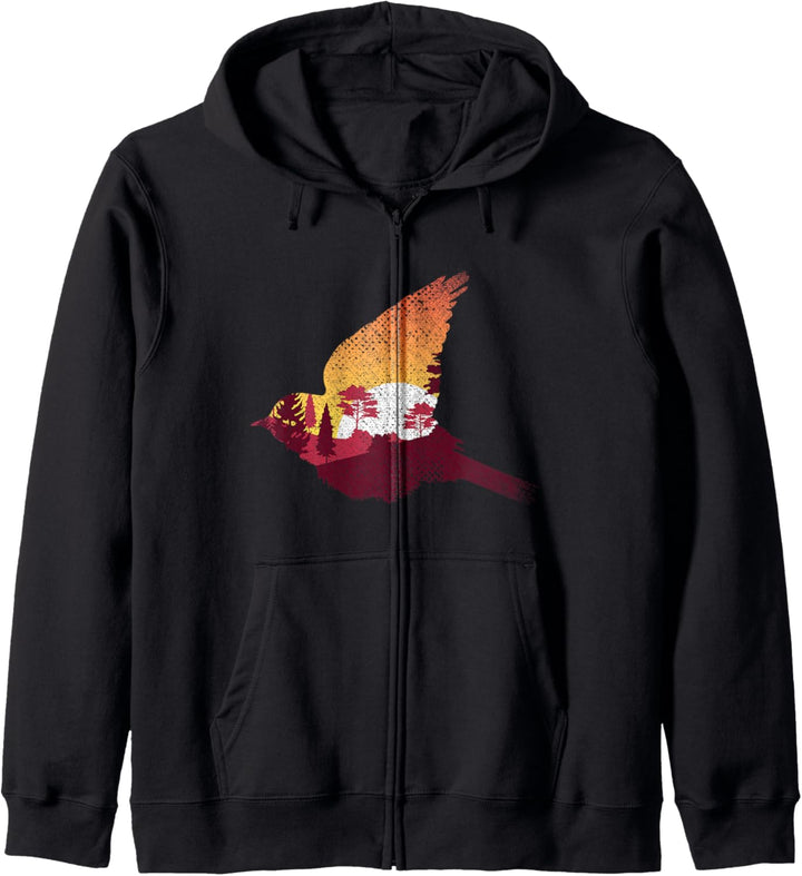 Sonnenuntergang Vogel Outdoor Wald Bäume Natur Kapuzenjacke
