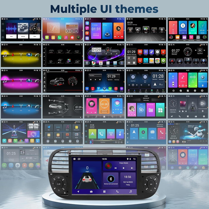 Android Autoradio für FIAT 500 2007-2015, 7-Zoll Radio 2+32GB Headunit mit kabellosem Carplay/Androi