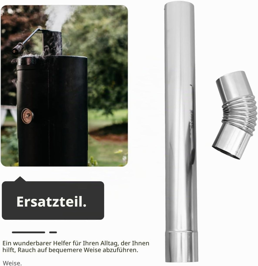 Cabilock Edelstahl Kaminrohr Set, 50X6cm Geradem Rohr und 45° Winkelrohr für Zeltofen und Camping He